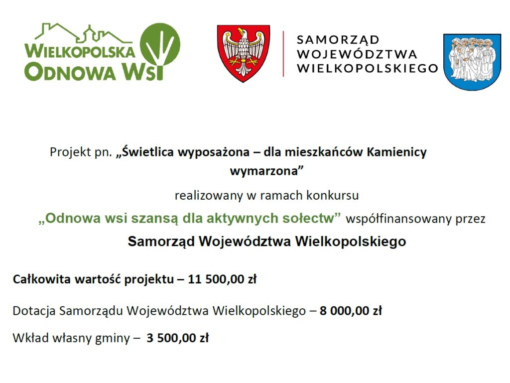 „Świetlica wyposażona – dla mieszkańców Kamienicy wymarzona”