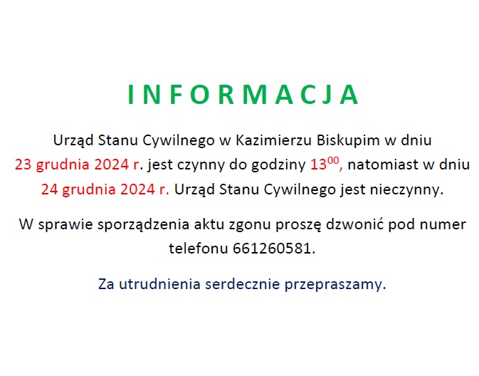 Uwaga! Zmiany w godzinach pracy USC