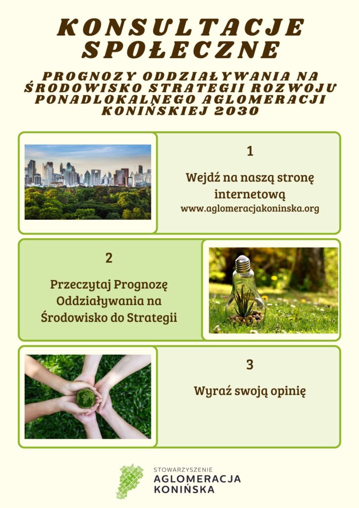 Konsultacje społeczne – Prognoza Oddziaływania na Środowisko do aktualizacji Strategii Rozwoju Ponadlokalnego Aglomeracji Konińskiej 2030