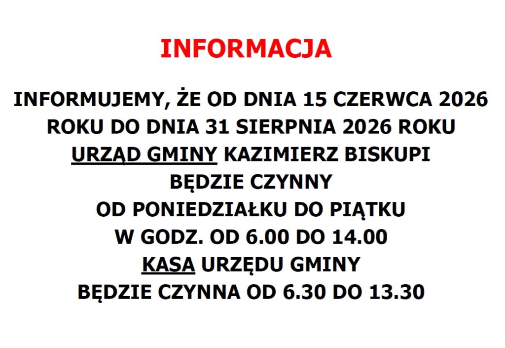 Uwaga! Zmiana godzin pracy UG!