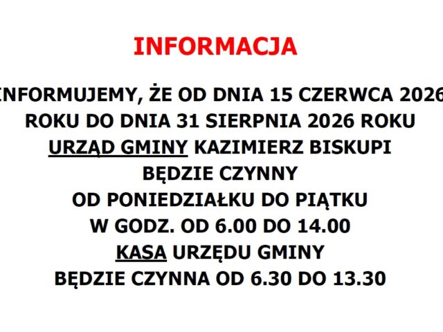 Uwaga! Zmiana godzin pracy UG!