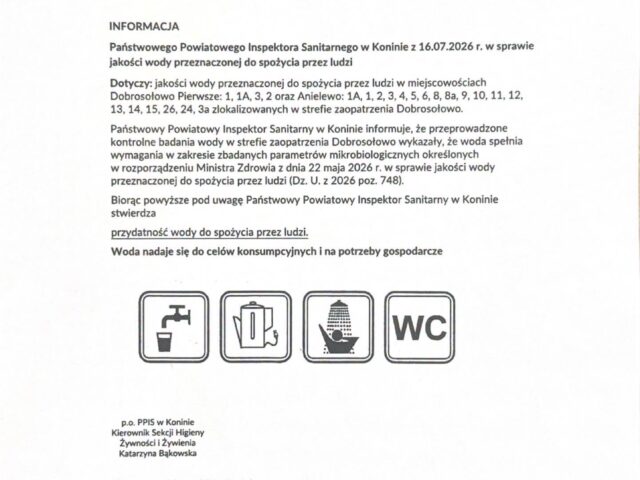 Dobrosołowo – woda już przydatna do spożycia