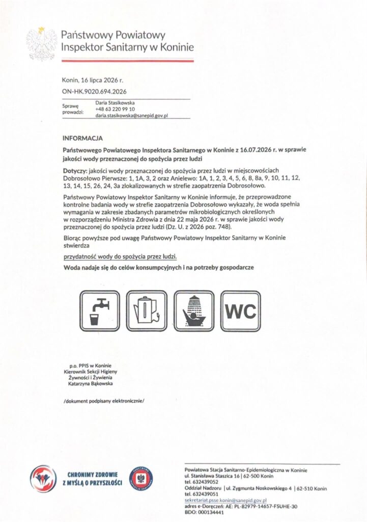 Dobrosołowo – woda już przydatna do spożycia